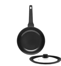 GERLACH MONOLIT Patelnia 24 cm + pokrywka silikonowa 24/26/28 cm / szwajcarska powłoka ceramiczną ILAG Xera Dur 2® / aluminium