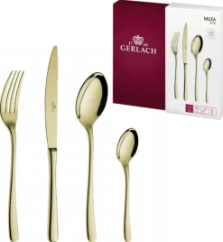 GERLACH MUZA GOLD Sztućce Komplet 24 el pudełko / 6 osób / połysk / złote sztućce