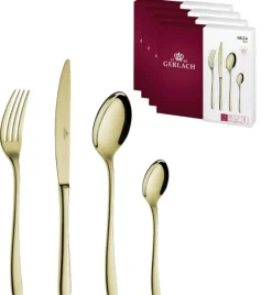 GERLACH MUZA GOLD Sztućce Komplet 96 el pudełko / 24 os / połysk / złote sztućce