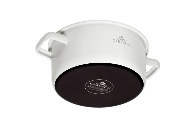 GERLACH NATUR ENAMEL BIAŁY Garnek emaliowany 5 l z pokrywką 24 cm / stal węglowa
