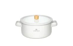 GERLACH NATUR ENAMEL BIAŁY Garnek emaliowany 3 l z pokrywką 20 cm / stal węglowa