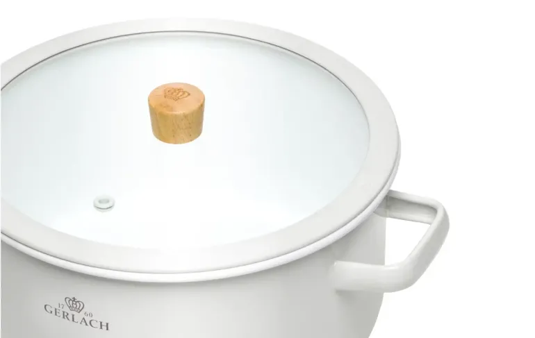 GERLACH NATUR ENAMEL BIAŁY Garnek emaliowany 3 l z pokrywką 20 cm / stal węglowa