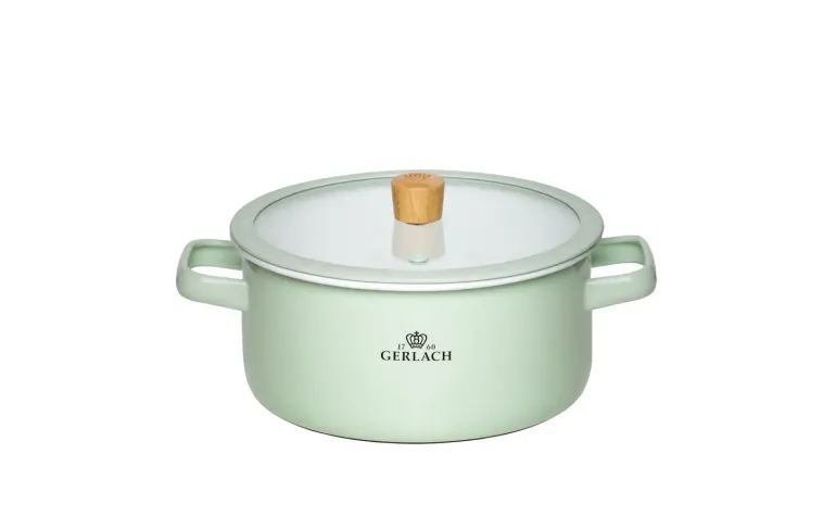 GERLACH NATUR ENAMEL Komplet Garnki z pokrywkami 6 el / zielony / emalia