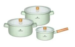 GERLACH NATUR ENAMEL Komplet Garnki z pokrywkami 6 el / zielony / emalia