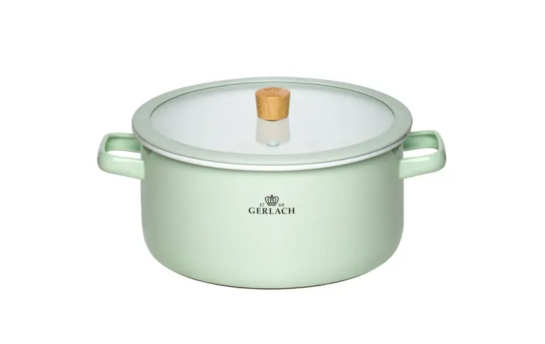 GERLACH NATUR ENAMEL Komplet Garnki z pokrywkami 6 el / zielony / emalia