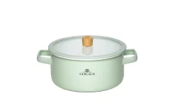 GERLACH NATUR ENAMEL ZIELONY Garnek emaliowany 3 l z pokrywką 20 cm / stal węglowa