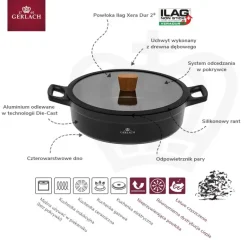 GERLACH NATUR Garnek 4,2 L z pokrywką 28 cm / 2 elementy / powłoka ILAG Xera Dur 2 Ceramic / indukcja