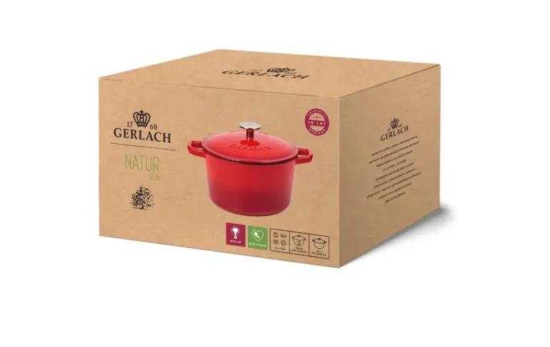 GERLACH NATUR IRON Garnek 3 L z pokrywką 21 cm / żeliwo / czerwony gradient