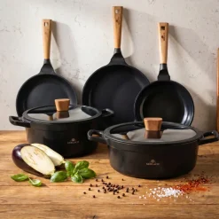 GERLACH NATUR Komplet garnków 24, 28 cm + Patelnie Natur 20, 24, 28 cm / powłoka ILAG Xera Dur 2 Ceramic / indukcja