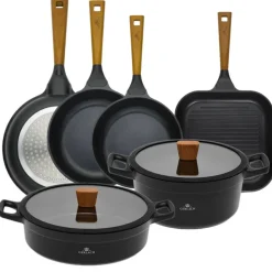 GERLACH NATUR Komplet garnków 24, 28 cm + Patelnie Natur 20, 24, 28 cm + patelnia grillowa 24 cm