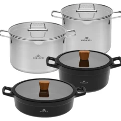 GERLACH NATUR Komplet garnków 24, 28 cm + Garnki stalowe 7, 10 L / powłoka ceramiczna
