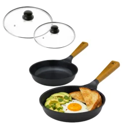 GERLACH NATUR Komplet patelni 24, 28 cm z powłoką ceramiczną ILAG® Non-Stick + pokrywki uniwersalne