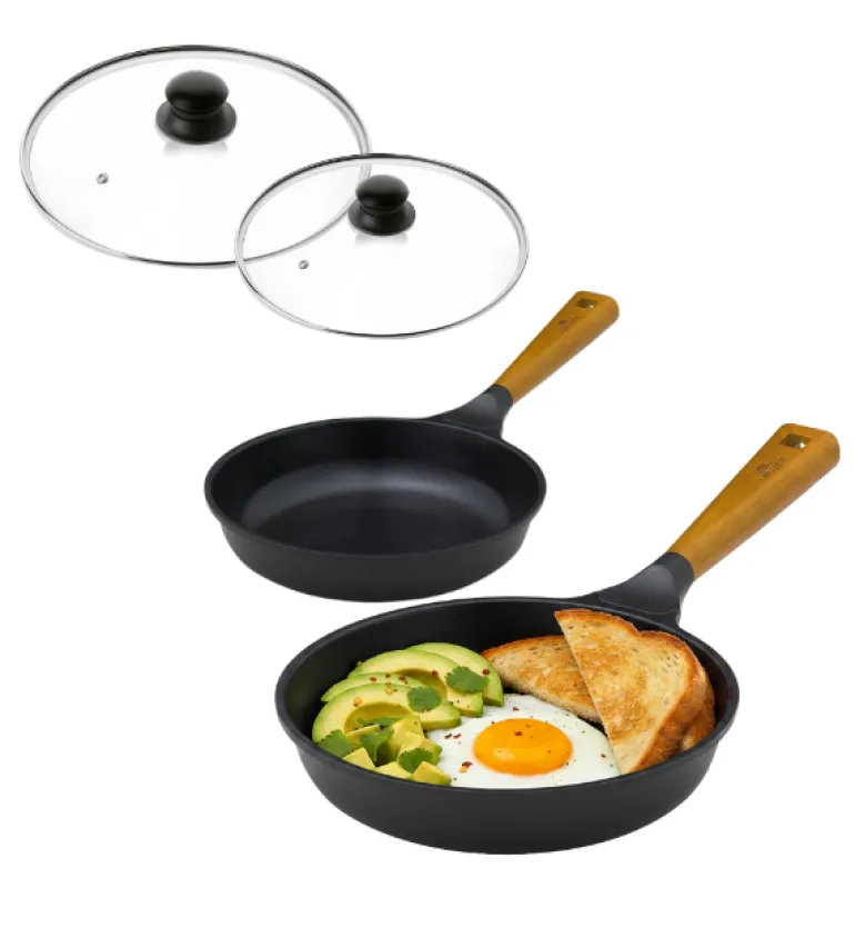 GERLACH NATUR Komplet patelni 24, 28 cm z powłoką ceramiczną ILAG® Non-Stick + pokrywki uniwersalne