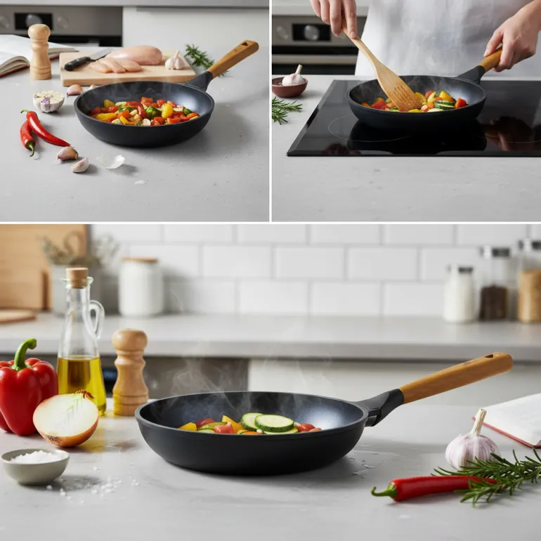 GERLACH NATUR Patelnia 20 cm z powłoką ceramiczną + pokrywka silikonowa | ILAG® Non-Stick Xera Dur 2