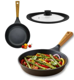 GERLACH NATUR Patelnia 28 cm z powłoką ceramiczną + pokrywka silikonowa | ILAG® Non-Stick Xera Dur 2