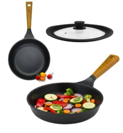 GERLACH NATUR Patelnia 24 cm z powłoką ceramiczną + pokrywka silikonowa | ILAG® Non-Stick Xera Dur 2