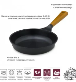 GERLACH NATUR Patelnia 20 cm z powłoką ceramiczną ILAG® Non-Stick Xera Dur 2