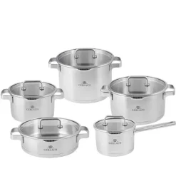 GERLACH PRESTIGE PLUS Komplet Garnki z pokrywkami 10 el / stal nierdzewna / INDUKCJA