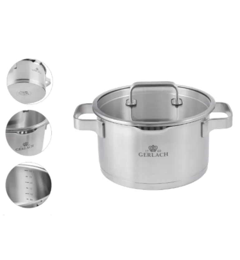 GERLACH PRESTIGE PLUS Komplet Garnki z pokrywkami 10 el / stal nierdzewna / INDUKCJA