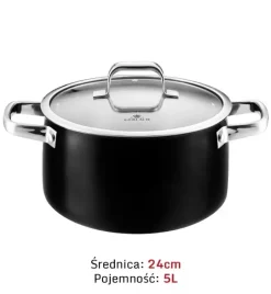 GERLACH PRIME Komplet Garnki z pokrywkami 6 el + patelnie Gerlach Ambiente 20, 24, 28 cm
