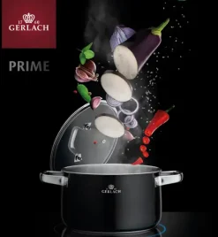 GERLACH PRIME Komplet Garnki z pokrywkami 6 el + patelnie Gerlach Ambiente 20, 24, 28 cm