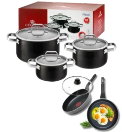 GERLACH PRIME Komplet Garnki z pokrywkami 6 el + patelnie Gerlach Ambiente 20, 28 cm+ pokrywki