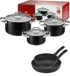 GERLACH PRIME Komplet Garnki z pokrywkami 6 el + patelnie Gerlach Granitex 20, 28 cm