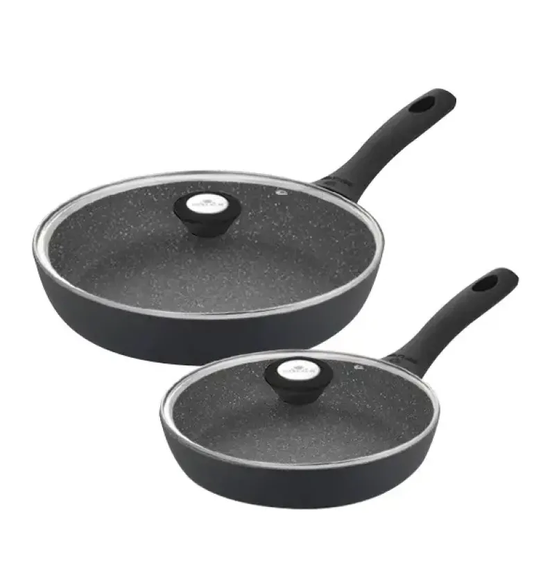 GERLACH PRIME Komplet Garnki z pokrywkami 6 el + patelnie Gerlach Granitex 20, 28 cm + pokrywki uniwersalne 28 i 20 cm