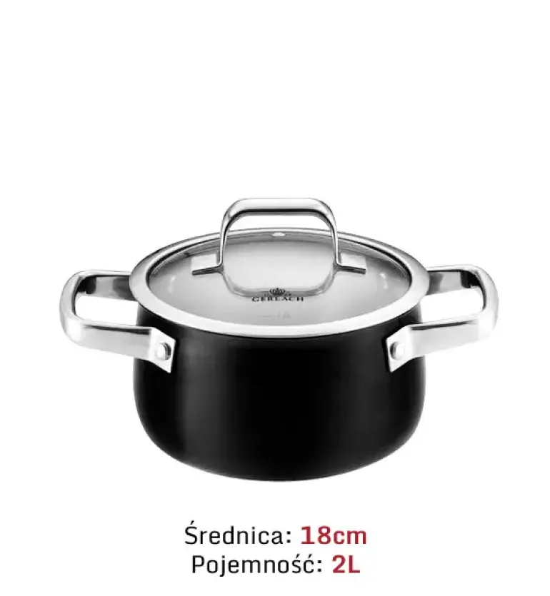GERLACH PRIME Komplet Garnki z pokrywkami 6 el + patelnie Gerlach Granitex 20, 24, 28 cm+ pokrywki