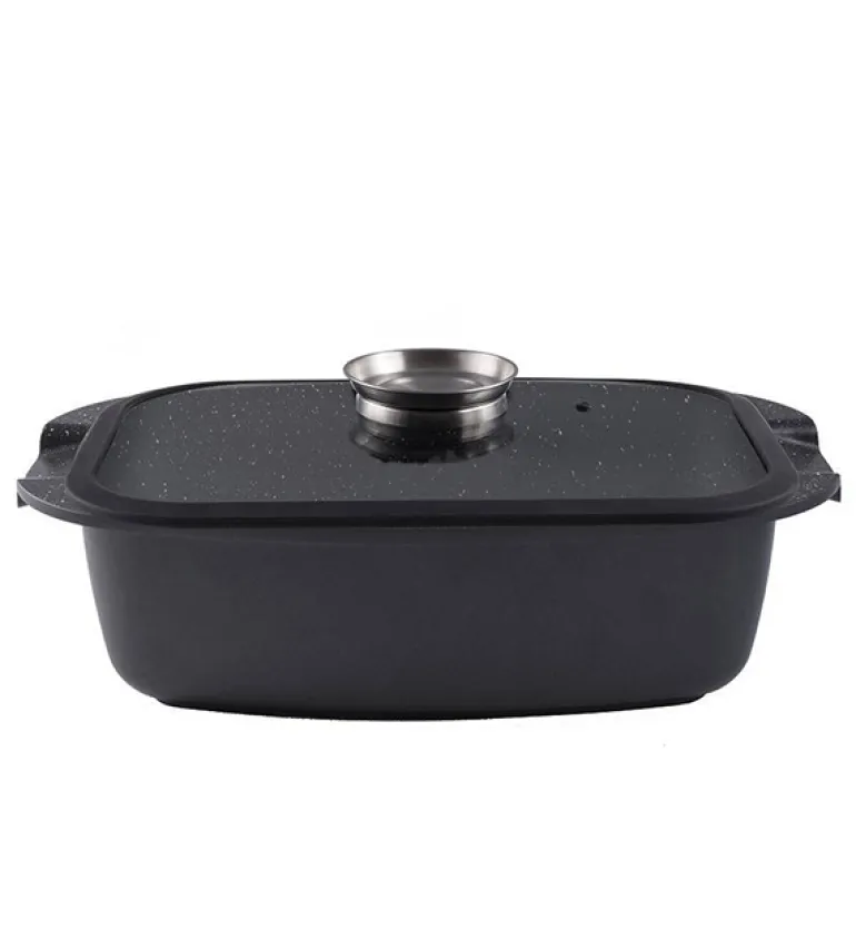 GERLACH PRIME Komplet Garnki z pokrywkami 6 el / stal nierdzewna + Patelnia naleśnikowa 26 cm + Patelnia Granitex 20, 24, 28 cm + Patelnia naleśnikowa + Brytfanna