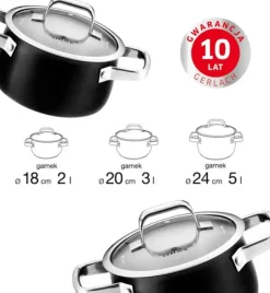 GERLACH PRIME Komplet Garnki z pokrywkami 6 el + patelnie Gerlach Initial 24, 28 cm + pokrywki