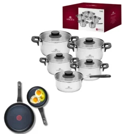 GERLACH PURE Komplet Garnki z pokrywkami 10 el / indukcja + Gerlach Ambiente Patelnia 20, 28 cm