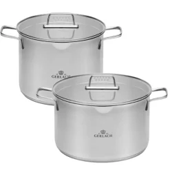 GERLACH PURE Komplet Garnki z pokrywkami 10 el / indukcja + Garnek Ambiente 7 L+ 10 L + Brytfanna Granitex