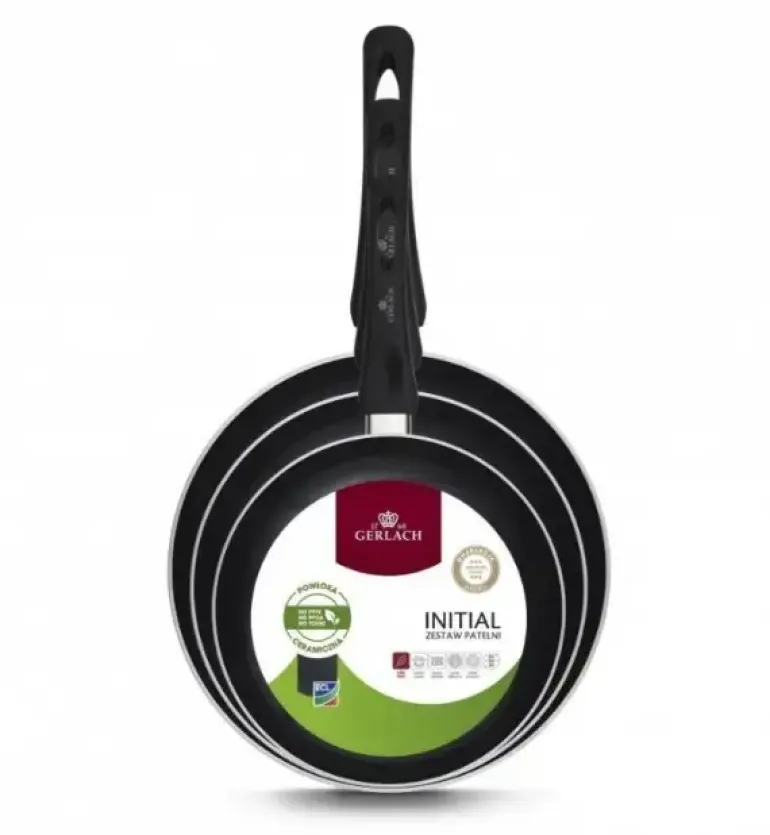 GERLACH PURE Komplet Garnki z pokrywkami 10 el / indukcja + Gerlach Initial Patelnia 20, 24, 28 cm + Patelnia naleśnikowa 26 cm