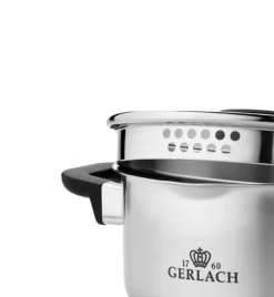 GERLACH PURE Komplet Garnki z pokrywkami 10 el / indukcja + Gerlach Initial Patelnia 20, 24, 28 cm + Patelnia naleśnikowa 26 cm