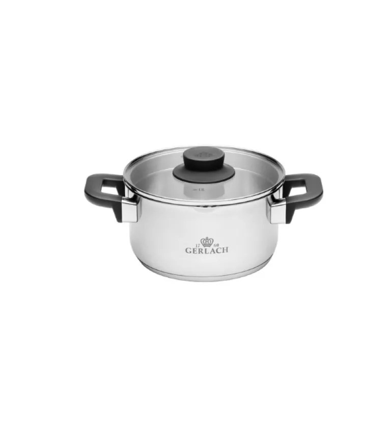 GERLACH PURE Komplet Garnki z pokrywkami 10 el / indukcja + Gerlach Initial Patelnia 20, 24, 28 cm + Patelnia naleśnikowa 26 cm