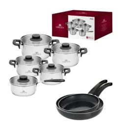 GERLACH PURE Komplet Garnki z pokrywkami 10 el / indukcja + Gerlach Initial Patelnia 24, 28 cm