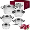 GERLACH PURE Komplet Garnki z pokrywkami 10 el / indukcja + Gerlach Ambiente Patelnia 20, 24, 28 cm + Patelnia naleśnikowa Harmony 26 cm