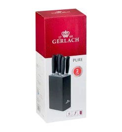 GERLACH PURE Komplet 5 noży w bloku + ostrzałka 3w1 uni czerwona