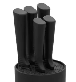 GERLACH SMART BLACK 994 Zestaw noży w bloku 6 elementów + ostrzałka 2w1 / antypoślizgowa rękojeść / 994CZARNY/2w1