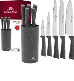 GERLACH SMART GRANIT Komplet 5 noży w bloku / 6 el / antypoślizgowa rękojeść