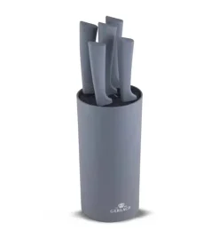 GERLACH SMART GREY Komplet 5 noży w bloku + ostrzałka 3w1 uni czarna