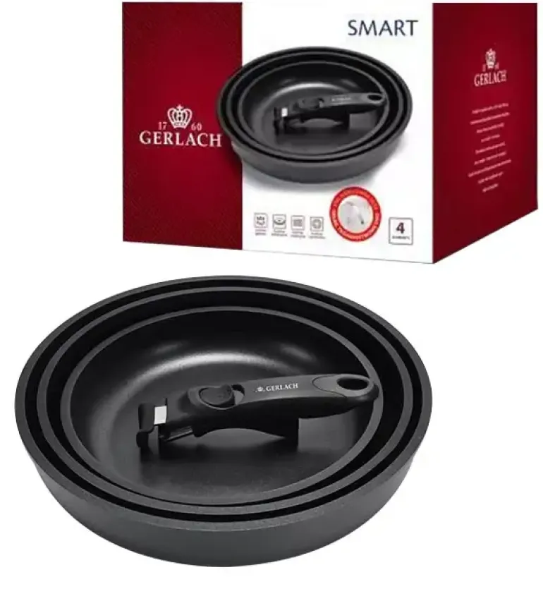 GERLACH SMART 994 Komplet 3 patelni 20/24/28 cm + odpinana rączka / indukcja