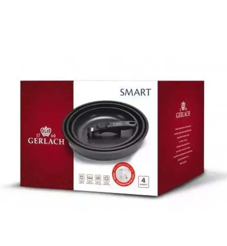 GERLACH SMART 994 Komplet 3 patelni 20/24/28 cm + odpinana rączka / indukcja