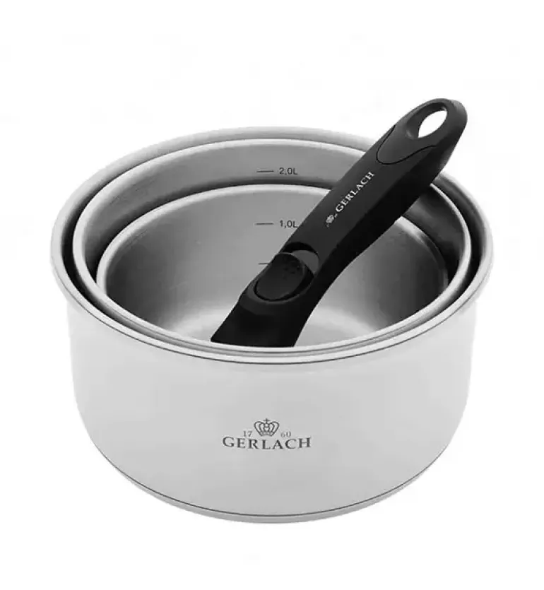 GERLACH SMART STEEL Komplet 3 garnków 16/18/20 cm + odpinana rączka / indukcja