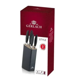 GERLACH STYLE PLUS Komplet 5 noży w bloku + ostrzałka 3w1 uni czarna