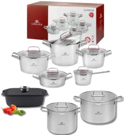 GERLACH SUPERIOR Komplet Garnki z pokrywkami 10 el + Garnek Ambiente 7 l + 10 l + Brytfanna Granitex