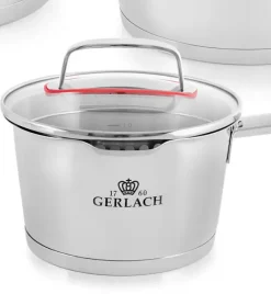 GERLACH SUPERIOR Komplet Garnki z pokrywkami 10 el + patelnie Gerlach Ambiente ThermoCoat 20, 24, 28 cm + Patelnia naleśnikowa 26 cm