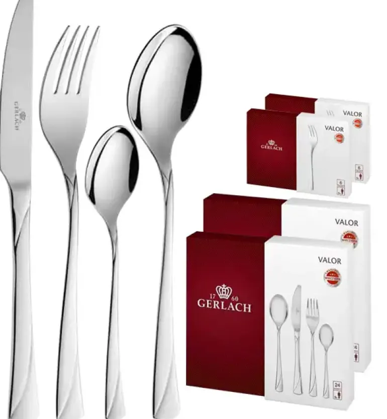 Gerlach Valor Sztućce Komplet 60 el (2x24+dodatki) pudełko / 12 osób / połysk