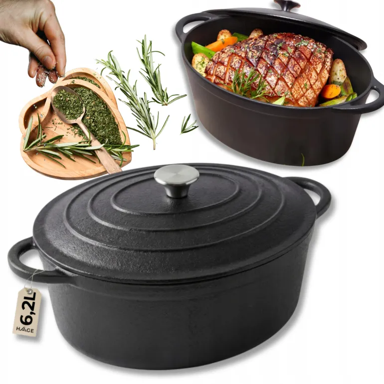 HAGE Brytfanna żeliwna 6,2 l z pokrywką Cast Iron